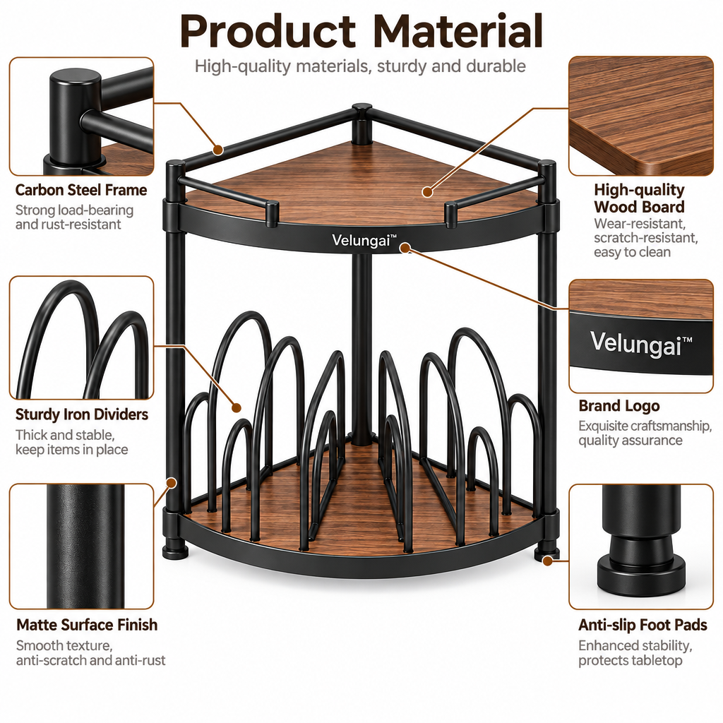 Velungai™ 2-Tier Corner Kitchen Countertop Organizer