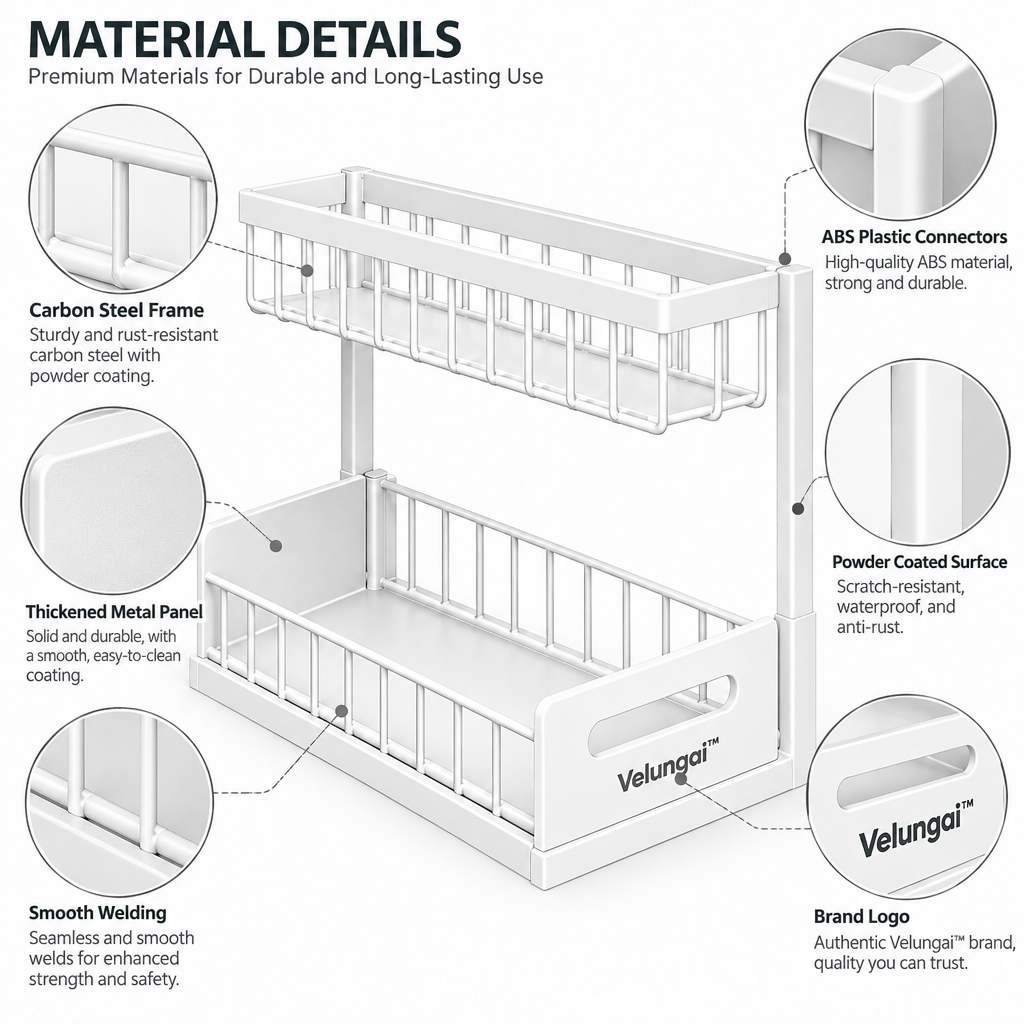 Velungai™ Modern Multi-Purpose Home Storage Organizer for Kitchen Countertops and Everyday Essentials