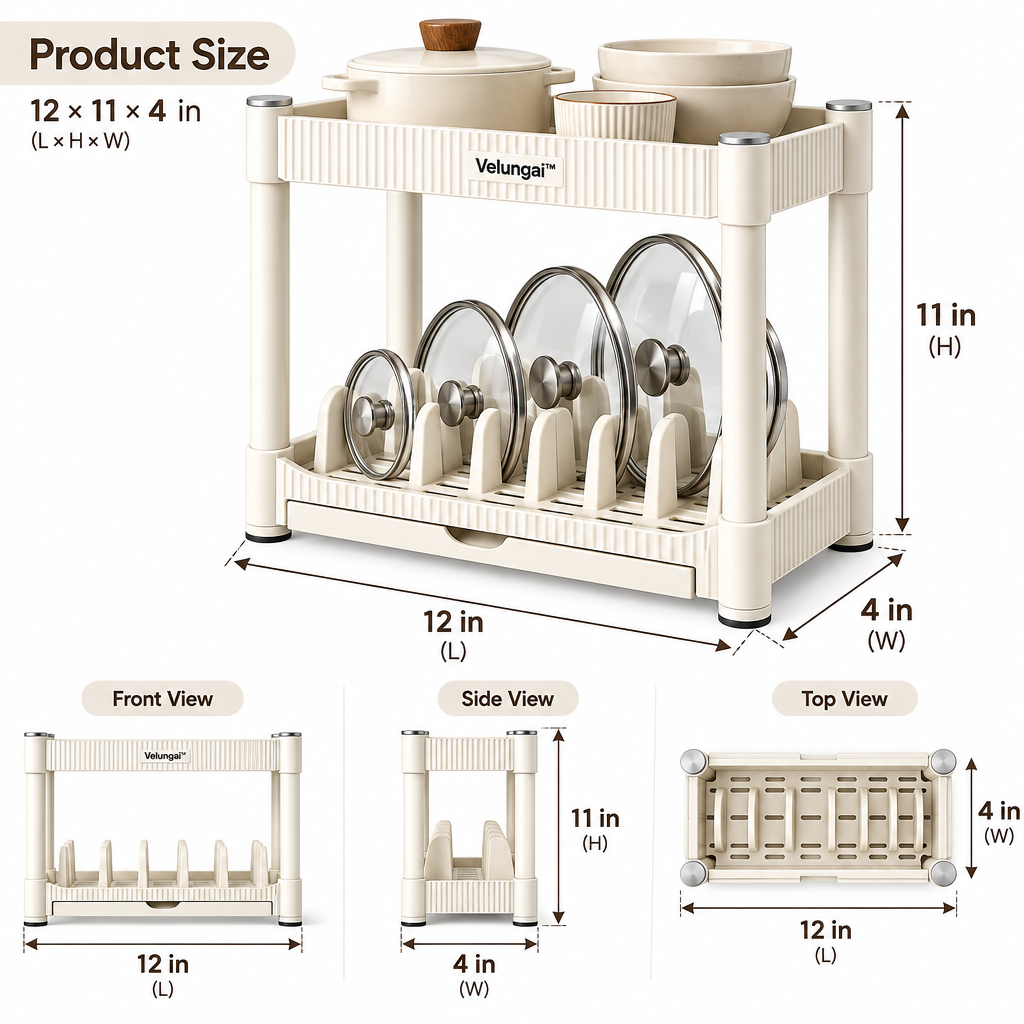 Velungai™ 2-Tier Kitchen Countertop Organizer Rack