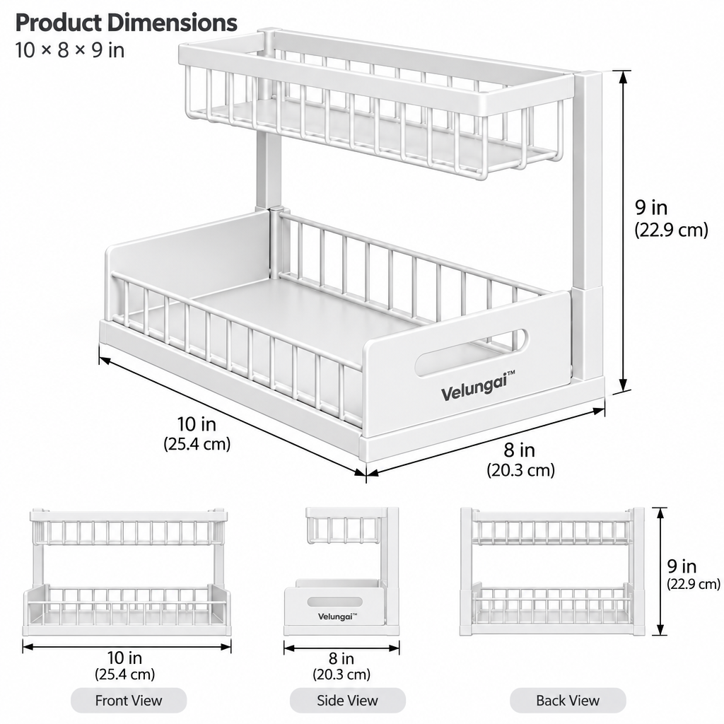 Velungai™ Modern Multi-Purpose Home Storage Organizer for Kitchen Countertops and Everyday Essentials