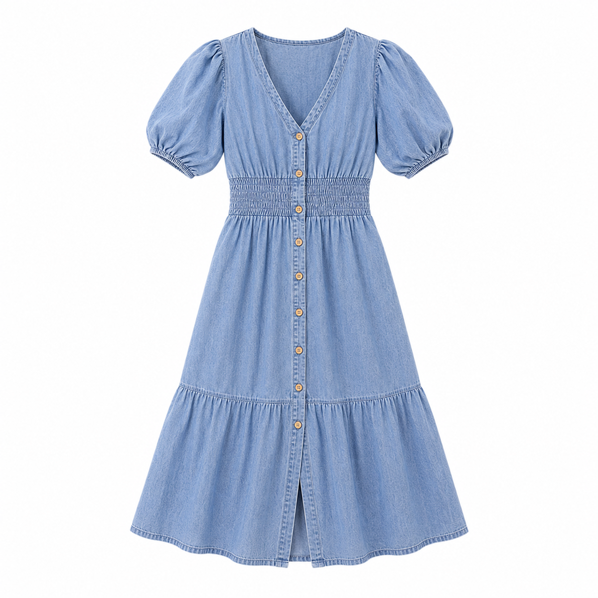 navioralife™ Women’s Riviera Bloom Puff Sleeve Denim Midi Dress