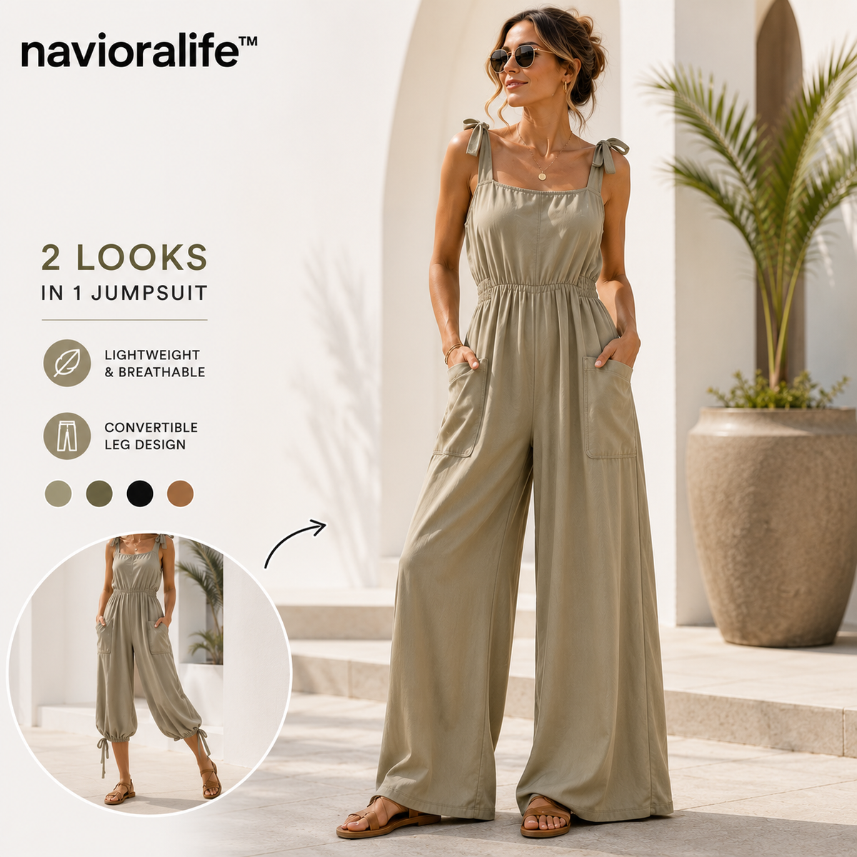 navioralife™ Women’s Suntrail Convertible Wide-Leg Utility Jumpsuit