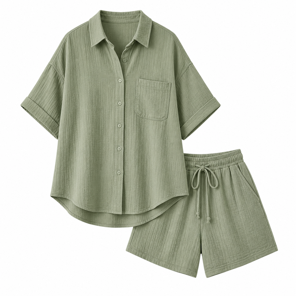 navioralife™ Women’s Sunset Lane Oversized Shirt & Drawstring Short Set