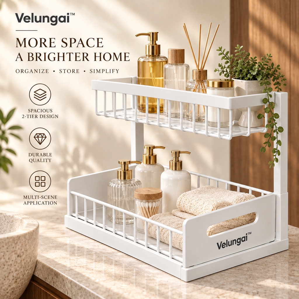 Velungai™ Modern Multi-Purpose Home Storage Organizer for Kitchen Countertops and Everyday Essentials